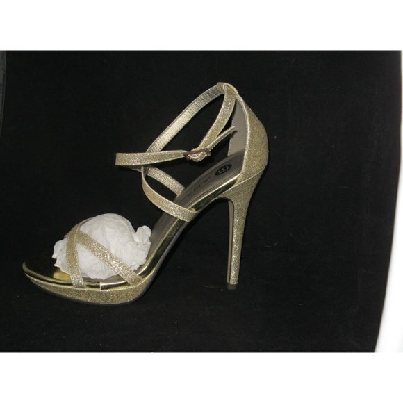 Michael Antonio Gold Glitter Strappy Evening Shoes 8.5 - Picture 2 of 4